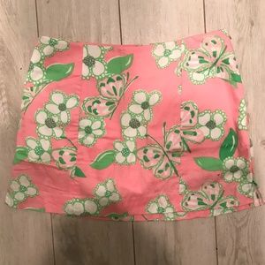 LILLY PULITZER PINK AND GREEN PRINTED SKORT
